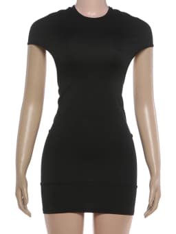 Kliou Sexy Backless Mini Dress Woman o-Neck Short Sleeve Skinny Peach Hip Hot Girls Midnight Club Party Fashion Style Bodycon