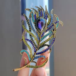 Vintage Rhinestone Large Peacock Feather Brooch For Women Men Retro Zircon Tree Leaf Brooch Clothing Accessory Pin Jewelry Gift