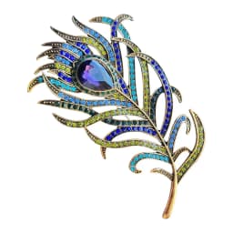 Vintage Rhinestone Large Peacock Feather Brooch For Women Men Retro Zircon Tree Leaf Brooch Clothing Accessory Pin Jewelry Gift