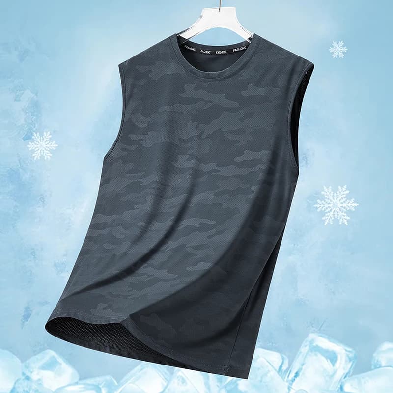 2026 New Camouflage Ice Silk Quick Dry Round Neck Vest Summer Thin Breathable Outdoor Running Trendy Sleeveless Tank Top