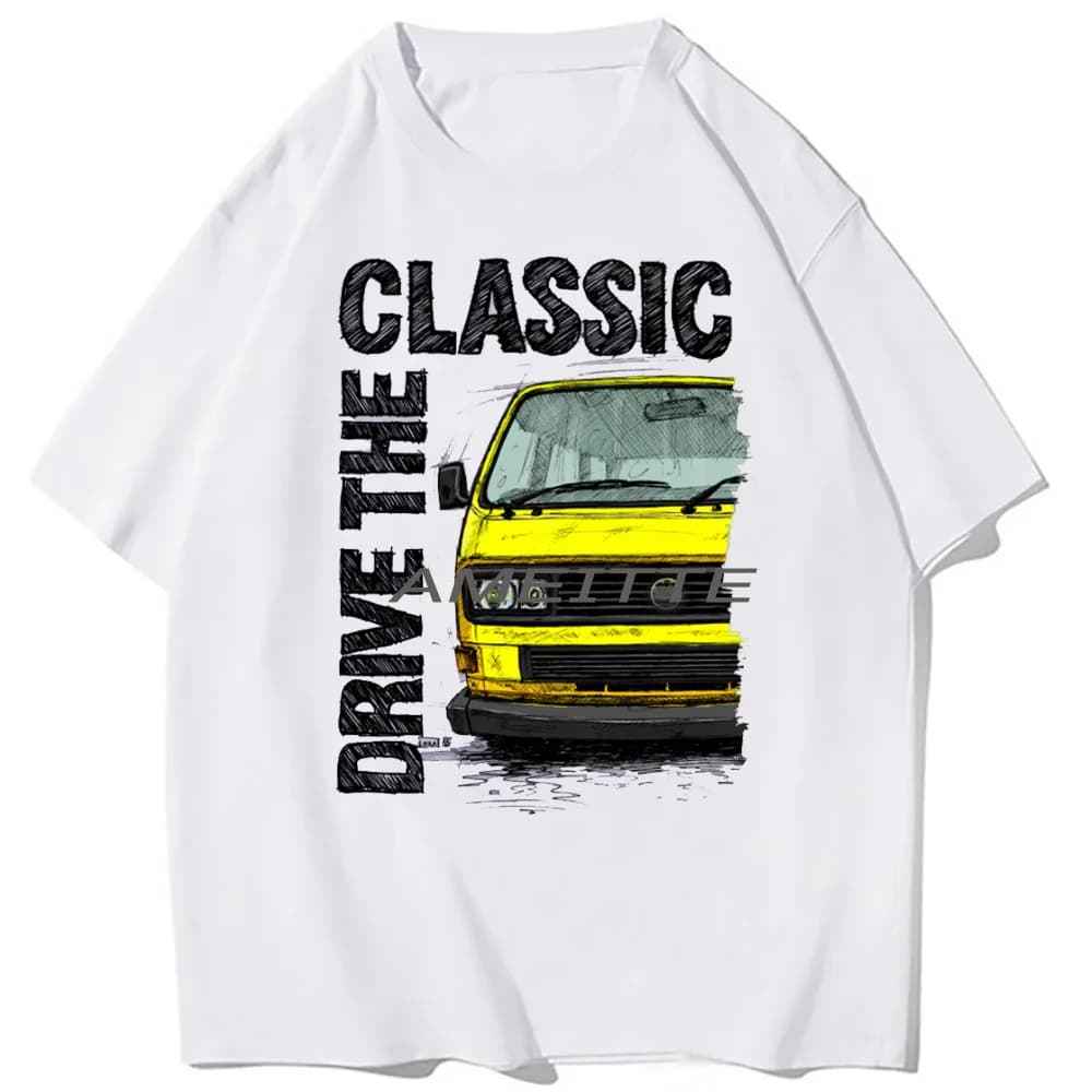 Drive The Classic T25 T3 Campervan Vintage T-Shirt Men Short Sleeve Funny Retro Car Driver Beach Style Boy Tops Mans White Tees
