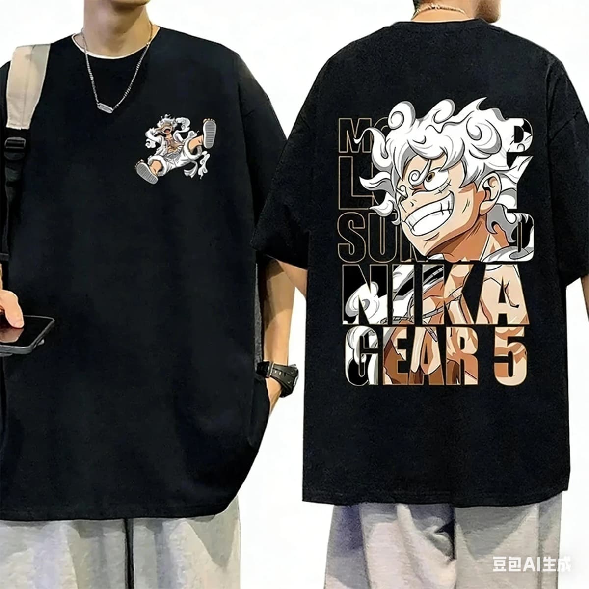 Adult and Children One Piece Luffy! Sun God Nika Form 3D Printed Cotton Short Sleeve, A Must-Have for Anime Fans
