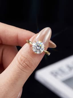 925 Sterling Silver 0.5-1ct Shiny Round Real Moissanite Diamond Ring for Women Wedding Gorgeous High Quality Fine Jewelry