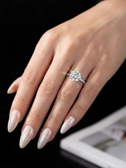 925 Sterling Silver 0.5-1ct Shiny Round Real Moissanite Diamond Ring for Women Wedding Gorgeous High Quality Fine Jewelry