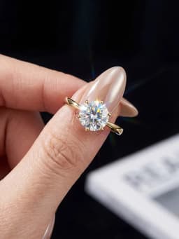  925 Sterling Silver 0.5-1ct Shiny Round Real Moissanite Diamond Ring for Women Wedding Gorgeous High Quality Fine Jewelry