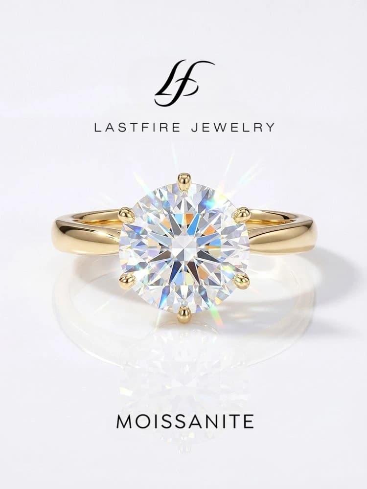 925 Sterling Silver 0.5-1ct Shiny Round Real Moissanite Diamond Ring for Women Wedding Gorgeous High Quality Fine Jewelry