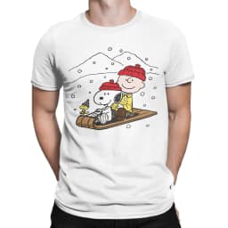 Snoopy Charlie Moonlit Cycling T Shirts for Men Women Cotton Vintage T-Shirt Round Neck Tee Shirt Short Sleeve Clothing