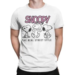 Snoopy Charlie Moonlit Cycling T Shirts for Men Women Cotton Vintage T-Shirt Round Neck Tee Shirt Short Sleeve Clothing