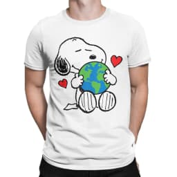 Snoopy Charlie Moonlit Cycling T Shirts for Men Women Cotton Vintage T-Shirt Round Neck Tee Shirt Short Sleeve Clothing