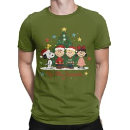 Snoopy Charlie Moonlit Cycling T Shirts for Men Women Cotton Vintage T-Shirt Round Neck Tee Shirt Short Sleeve Clothing