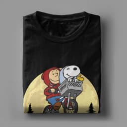 Snoopy Charlie Moonlit Cycling T Shirts for Men Women Cotton Vintage T-Shirt Round Neck Tee Shirt Short Sleeve Clothing