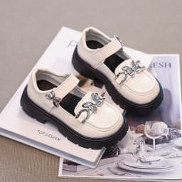 2026 Spring Autumn New Children's Leather Shoes for Girls Medium Big Kids Mary Janes Classic Fashion with Metal Butterfly Buckle