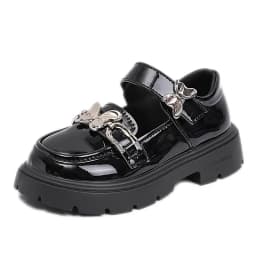 2026 Spring Autumn New Children's Leather Shoes for Girls Medium Big Kids Mary Janes Classic Fashion with Metal Butterfly Buckle