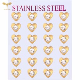 12 Pairs Surgical Stainless Steel Zircon Stud Earrings Pack Round Star Heart Flower Hexagon Triangle Fashion Jewelry Wholesale