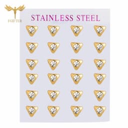 12 Pairs Surgical Stainless Steel Zircon Stud Earrings Pack Round Star Heart Flower Hexagon Triangle Fashion Jewelry Wholesale