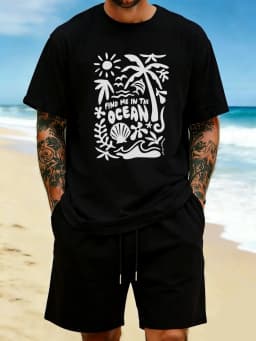 Find Me In The Ocean Print 18 Color T Shirt Hip Hop All-Match Man T-Shirts Comfy Cotton Clothing O-Neck Loose Unisex Streetwear