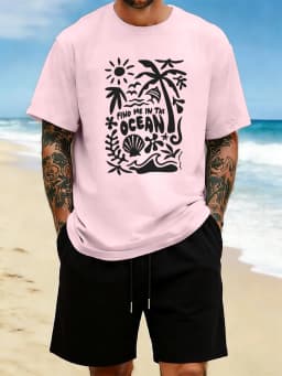Find Me In The Ocean Print 18 Color T Shirt Hip Hop All-Match Man T-Shirts Comfy Cotton Clothing O-Neck Loose Unisex Streetwear