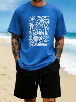 Find Me In The Ocean Print 18 Color T Shirt Hip Hop All-Match Man T-Shirts Comfy Cotton Clothing O-Neck Loose Unisex Streetwear
