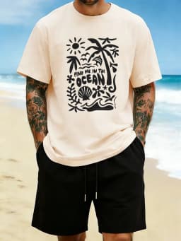 Find Me In The Ocean Print 18 Color T Shirt Hip Hop All-Match Man T-Shirts Comfy Cotton Clothing O-Neck Loose Unisex Streetwear