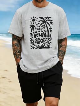 Find Me In The Ocean Print 18 Color T Shirt Hip Hop All-Match Man T-Shirts Comfy Cotton Clothing O-Neck Loose Unisex Streetwear
