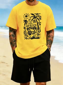 Find Me In The Ocean Print 18 Color T Shirt Hip Hop All-Match Man T-Shirts Comfy Cotton Clothing O-Neck Loose Unisex Streetwear