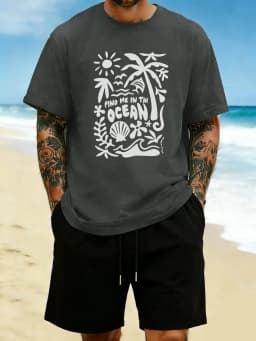 Find Me In The Ocean Print 18 Color T Shirt Hip Hop All-Match Man T-Shirts Comfy Cotton Clothing O-Neck Loose Unisex Streetwear