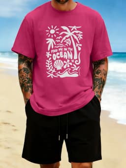 Find Me In The Ocean Print 18 Color T Shirt Hip Hop All-Match Man T-Shirts Comfy Cotton Clothing O-Neck Loose Unisex Streetwear