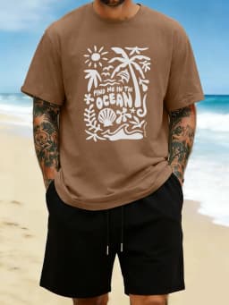 Find Me In The Ocean Print 18 Color T Shirt Hip Hop All-Match Man T-Shirts Comfy Cotton Clothing O-Neck Loose Unisex Streetwear