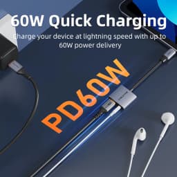 CABLETIME USB Type C Adapter USB C Headphone Charger 2-in-1 PD 60W USB C to 3.5 mm jack Adapter Hi-Fi for IPhone Xiaomi