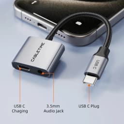 CABLETIME USB Type C Adapter USB C Headphone Charger 2-in-1 PD 60W USB C to 3.5 mm jack Adapter Hi-Fi for IPhone Xiaomi