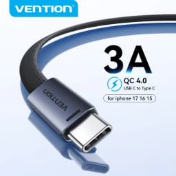 Vention Cable USB C to Type C 3A Ultra Thin Cable PD60W Fast Charging Cord Type-C Wire for iPhone 17 16 15 Samsung S24 Xiaomi 17