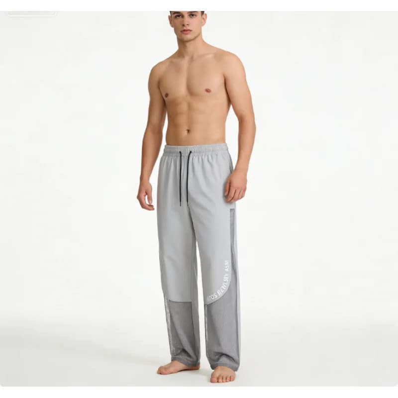 Men's Ice Silk Anti-Mosquito Pants Mesh Breathable Casual Trousers Loose Fit Elastic Waist Drawstring Summer Streetwear Quick Dr