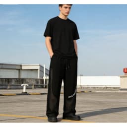 Men's Ice Silk Anti-Mosquito Pants Mesh Breathable Casual Trousers Loose Fit Elastic Waist Drawstring Summer Streetwear Quick Dr