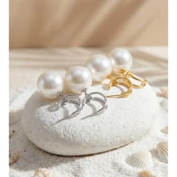 Yhpup 40*40mm Simulated Pearls Big Round Beads Earrings 2026 Stainless Steel Chic Attractive Korean Jewelry for Fashion Women