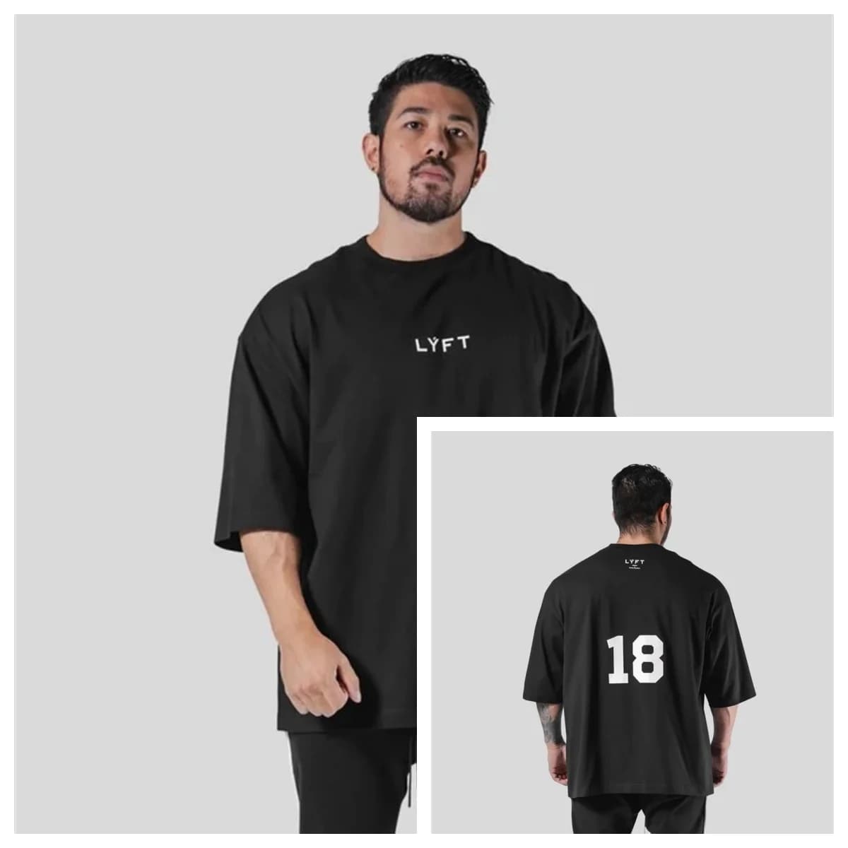 LYFT Fitness Loose Short Sleeve Bodybuilding Men's Sports Casual Running Breathable Cotton Half Sleeve T-shirt Print