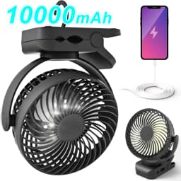 10000mAh Portable Camping Fan with LED Light and Hanging Hook - 65H Rechargeable Battery-Powered Fan, Suitable for Tents and Oth