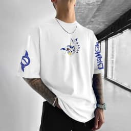 2026 New Anime Digimon Garurumon Printed T-Shirt Men's and Women's Fashion Breathable T-Shirt Men's Tops