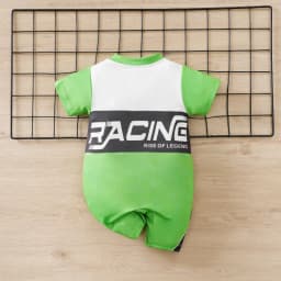 Infant Racing Themed Romper Baby Boy Short Sleeve Onesie Newborn Motorcycle Style One Piece Outfit Knitted Cool Comfortable