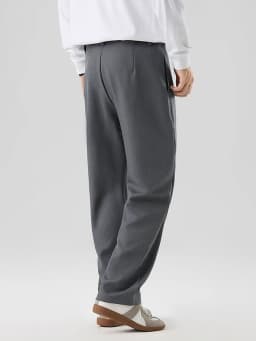 2026 New Korean Men's Casual Pants Banded Waist Stretch Semi-Wide Pleated Suit Slacks Straight Loose Draped Trousers