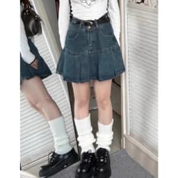 Vintage Wash Blue Denim Skirt Shorts for Women High Waist A-Line Slim Fit Korean Summer Fashion Mini Jeans Ruffle Skir