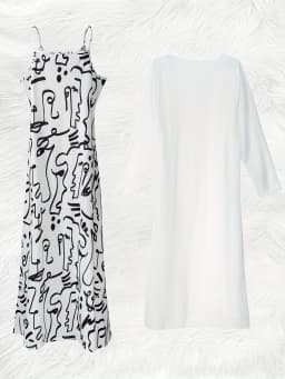 Print design casual style Abstract Black Line Art Design dress suit