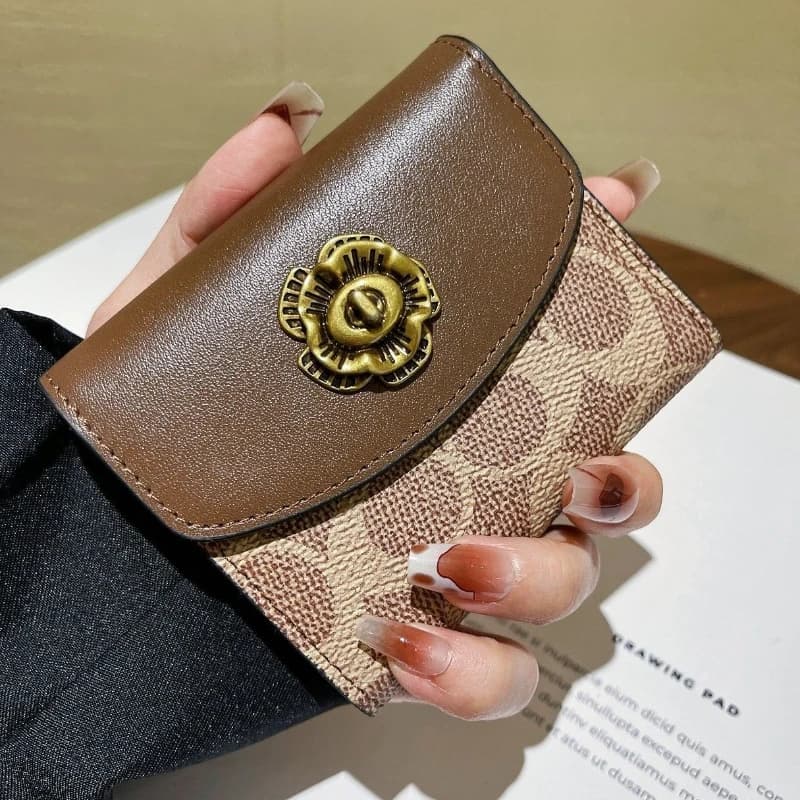 High End Camellia Organ Card Bag Exquisite Zero Wallet Multi Slot Light Luxury Retro Fashion Multi Functional Storage Wallet