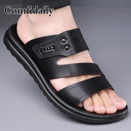 Men's Summer Fashion Sandals Simple Beach Shoes Soft Anti-Slip Flat Slippers for Casual Comfortable Footwear-9010
