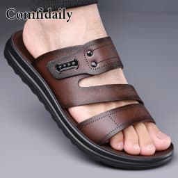 Men's Summer Fashion Sandals Simple Beach Shoes Soft Anti-Slip Flat Slippers for Casual Comfortable Footwear-9010