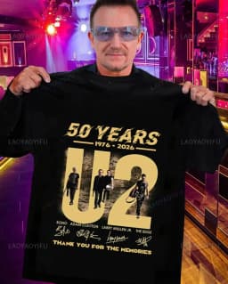 2026 New U2 Band 50th Anniversary Pattern High-Quality Comfortable Casual Print Men's T-Shirt