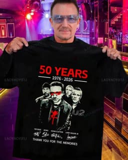 2026 New U2 Band 50th Anniversary Pattern High-Quality Comfortable Casual Print Men's T-Shirt