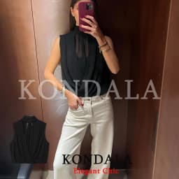 KONDALA Elegant Pleated Balloon Tank Tops Women's Trendy Cross-Pleated Sleeveless Tops 2026 Spring Summer Fashion Semi-See Tops
