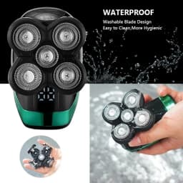 Tinsol 5 in 1 Men's Rechargeable Electric Shaver 5 Floating Head Beard, Nose and Whisker Trimmers 4D Skinhead Shaver Groomer