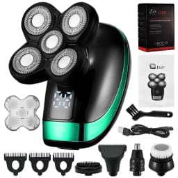 Tinsol 5 in 1 Men's Rechargeable Electric Shaver 5 Floating Head Beard, Nose and Whisker Trimmers 4D Skinhead Shaver Groomer