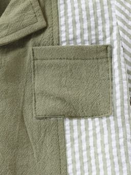 Baby Boy's Patchwork Striped Short-Sleeved Shirt and Shorts Set, Lightweight and Breathable, Summer Casual and Fashionable Outfit